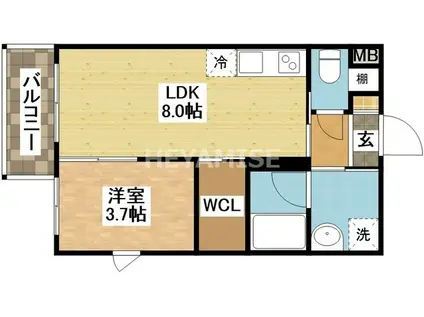 MODERN PALAZZO出雲(1LDK/4階)の間取り写真