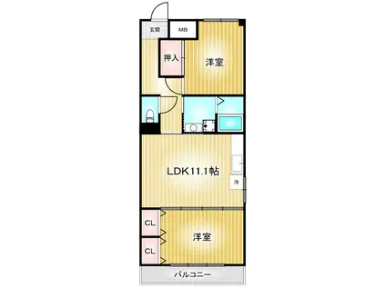 グランドハイツ大島(2LDK/2階)の間取り写真