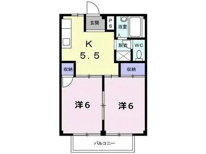 シティハイツ黒宮(2DK/2階)の間取り写真