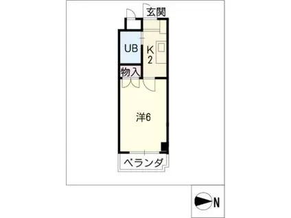 セルシオン種瀬(1K/2階)の間取り写真
