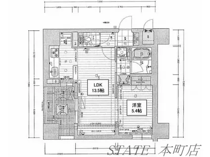 リーガル南久宝寺II(1LDK/10階)の間取り写真