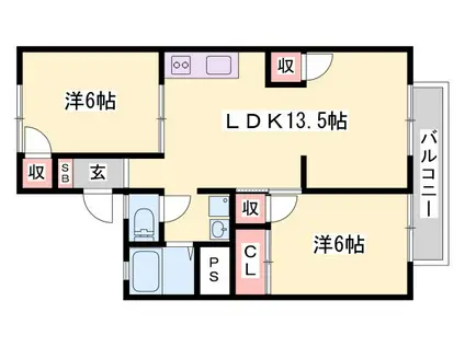 メゾンやましょう(2LDK/2階)の間取り写真