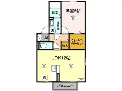 アムール・ド・メゾンV番館(1LDK/2階)の間取り写真