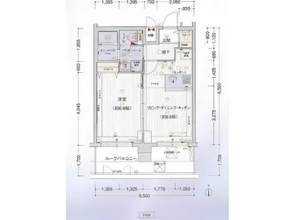 プレサンス東本町VOL.2(1LDK/8階)の間取り写真