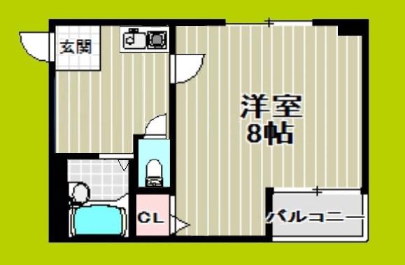 コーポ泰山(1K/3階)の間取り写真