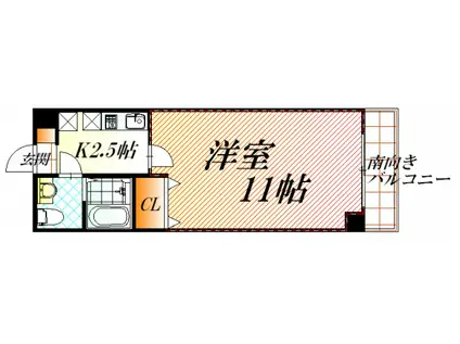 IMPRESSION十日市(1K/4階)の間取り写真