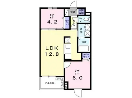 プリマヴェーラ(2LDK/3階)の間取り写真