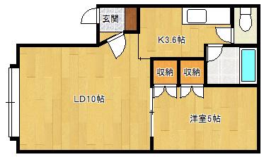 K&KコーポラスC(1LDK/2階)の間取り写真