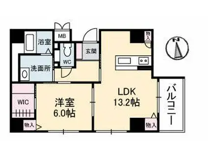 ヴィオーラ中山下(1LDK/4階)の間取り写真