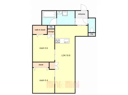 西宮市高木東町ヘーベルメゾン(2LDK/1階)の間取り写真