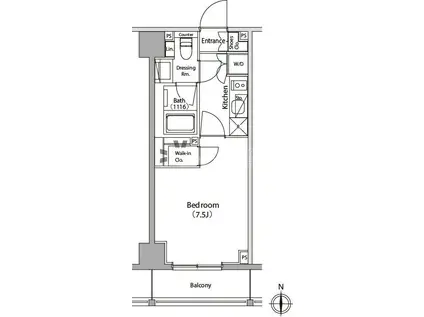 イプセ蒲田III(1K/4階)の間取り写真