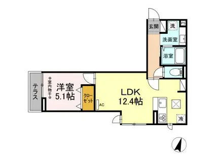 ジプソフィア(1LDK/2階)の間取り写真