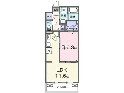 ラピス飯能(1LDK/1階)の間取り写真