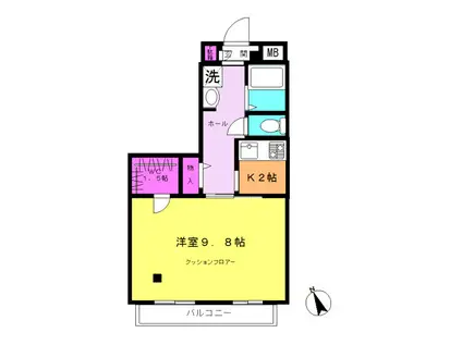 サンタナアーク(1K/2階)の間取り写真