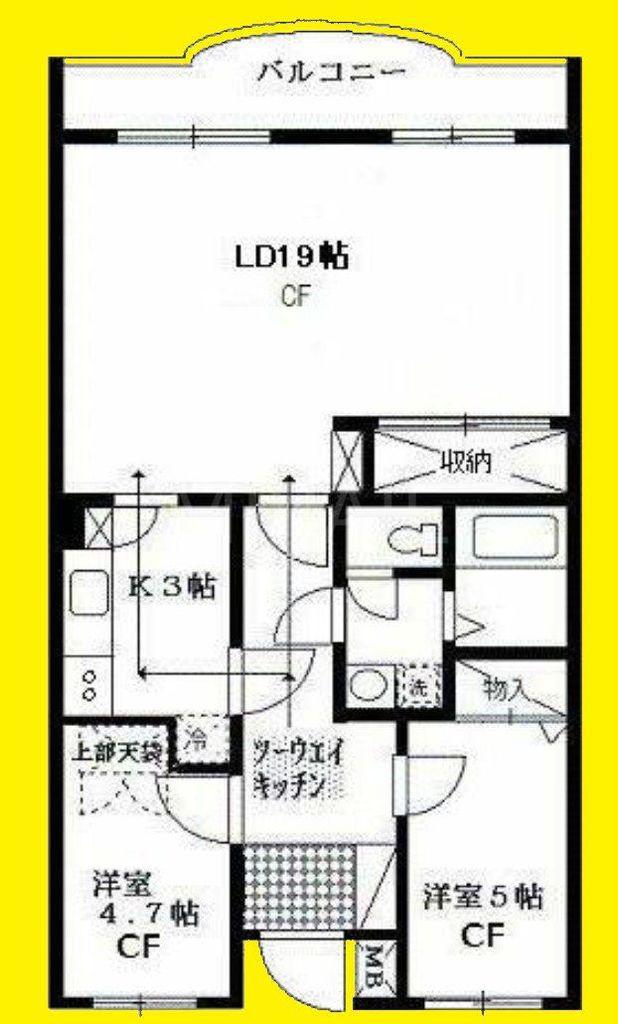 STAGE21 A棟(2LDK/2階)の間取り写真