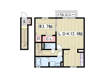 ウィル山崎(1LDK/2階)の間取り写真