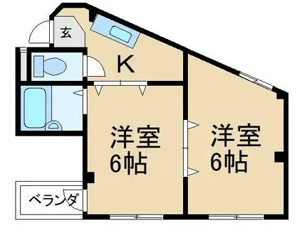 萱島ロイヤルライフ(2K/1階)の間取り写真