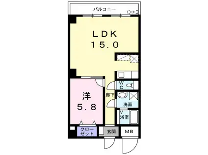 U-BUIL十二番丁 II(1LDK/3階)の間取り写真