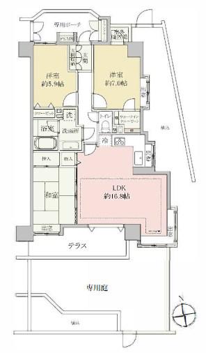 グラン・ブルー西川口(3LDK/1階)の間取り写真