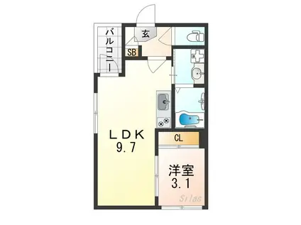 DORSY 桂川(1LDK/2階)の間取り写真