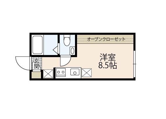 トワスール美の里(ワンルーム/2階)の間取り写真