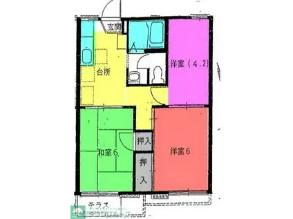 ロジ・カナールA棟(3DK/2階)の間取り写真