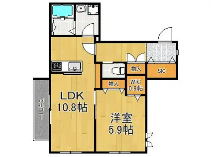 ウィステリア(1LDK/2階)の間取り写真