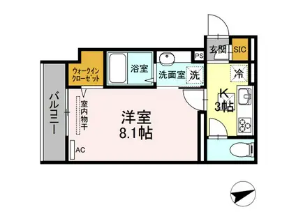 SON TRESOR ソントレゾール(1K/1階)の間取り写真