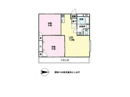 コーホーハイツ(2LDK/2階)の間取り写真