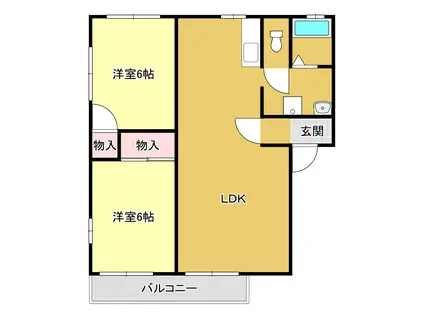 グランディールA(2LDK/2階)の間取り写真