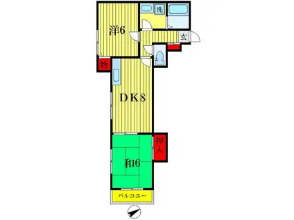 ツゥーハァーマンション(2DK/2階)の間取り写真