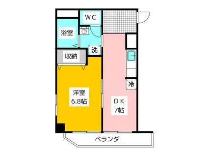 橘ハイツ(1DK/4階)の間取り写真