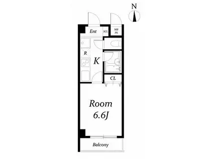 はなこガーデンプレイス(1K/1階)の間取り写真