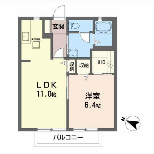 プレジールII(1LDK/1階)の間取り写真