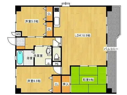 クレバー室見(3LDK/3階)の間取り写真