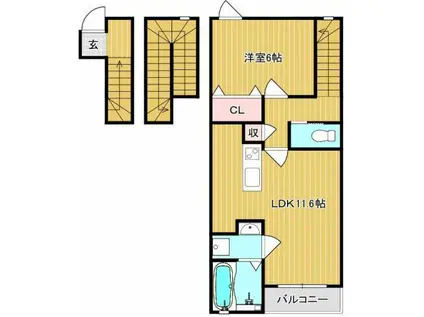 CUBIO MIZUE(1LDK/3階)の間取り写真