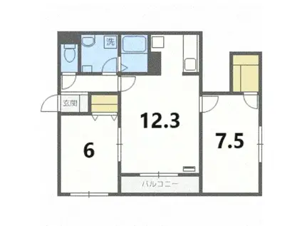 Y-CRYSTAL(2LDK/2階)の間取り写真