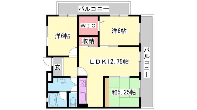 ロワイヤル東山(3LDK/1階)の間取り写真