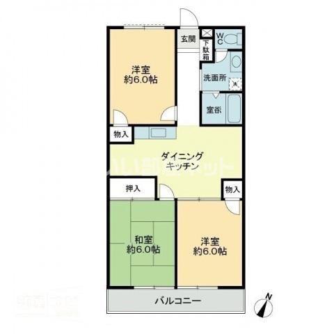 フォブールたかぎ(3DK/2階)の間取り写真