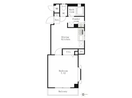 ベルメゾン自由が丘(1DK/1階)の間取り写真