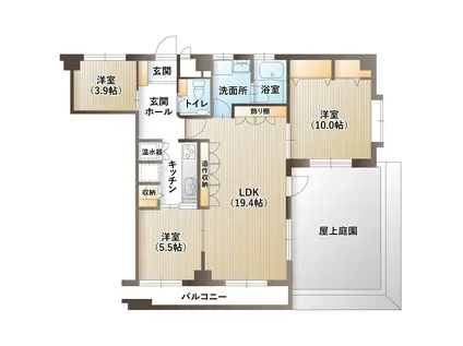 トーカンマンション開運橋(3LDK/10階)の間取り写真