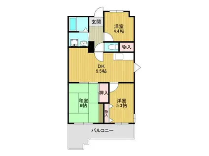 コーシャハイツ苅田(3DK/3階)の間取り写真