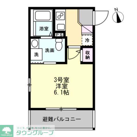 ベイルームDINO桜ヶ丘(1K/1階)の間取り写真