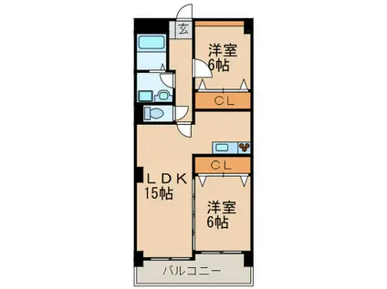 グランブルー(2LDK/2階)の間取り写真