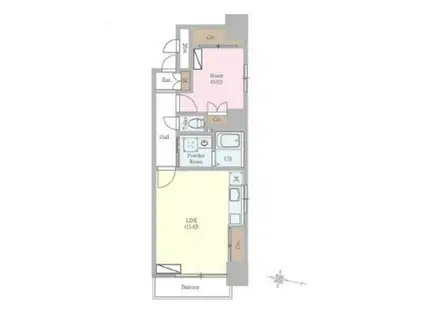 カスタリア一番町ウエスト(1LDK/6階)の間取り写真