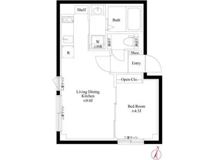 CASA PIAZZA 新宿中落合(1LDK/3階)の間取り写真