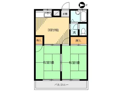 良マンション(2DK/2階)の間取り写真