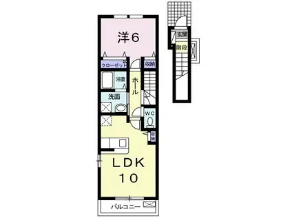 ルトンセラン(1LDK/2階)の間取り写真