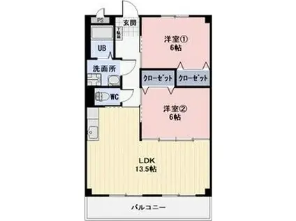 ラヴィアン新川(2LDK/1階)の間取り写真