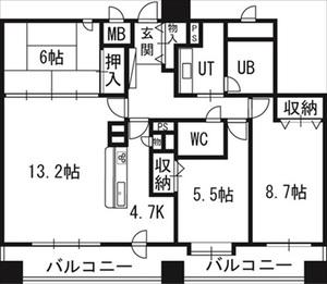 PRIME URBAN円山北四条(3LDK/3階)の間取り写真